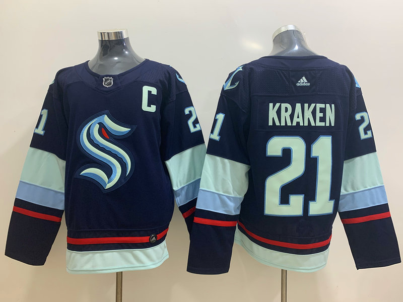 Men New Seattle Kraken 21 Kraken blue NHL Jerseys